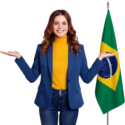 Estudiante sosteniendo la bandera de Brasil