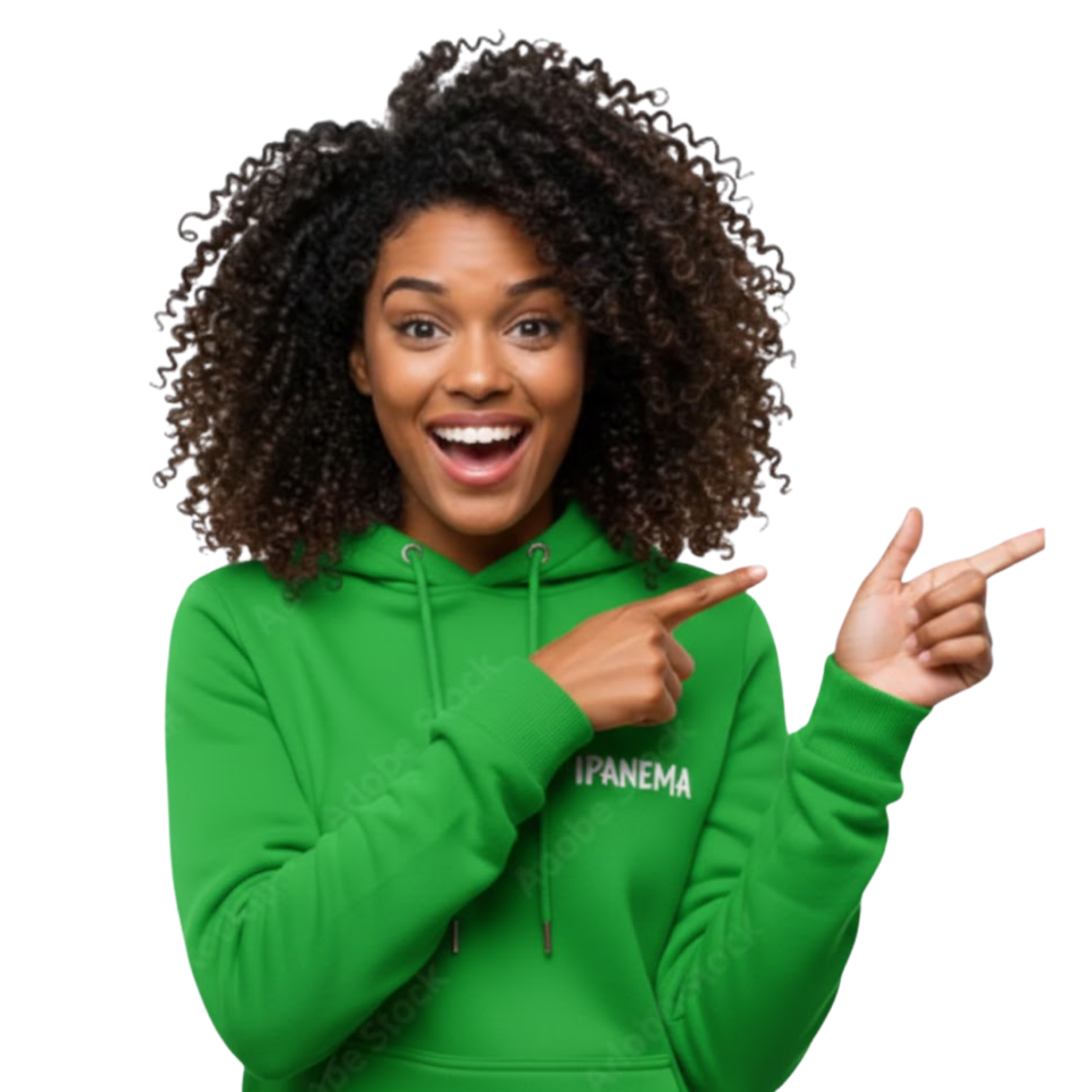 Estudiante entusiasmada apuntando al precio