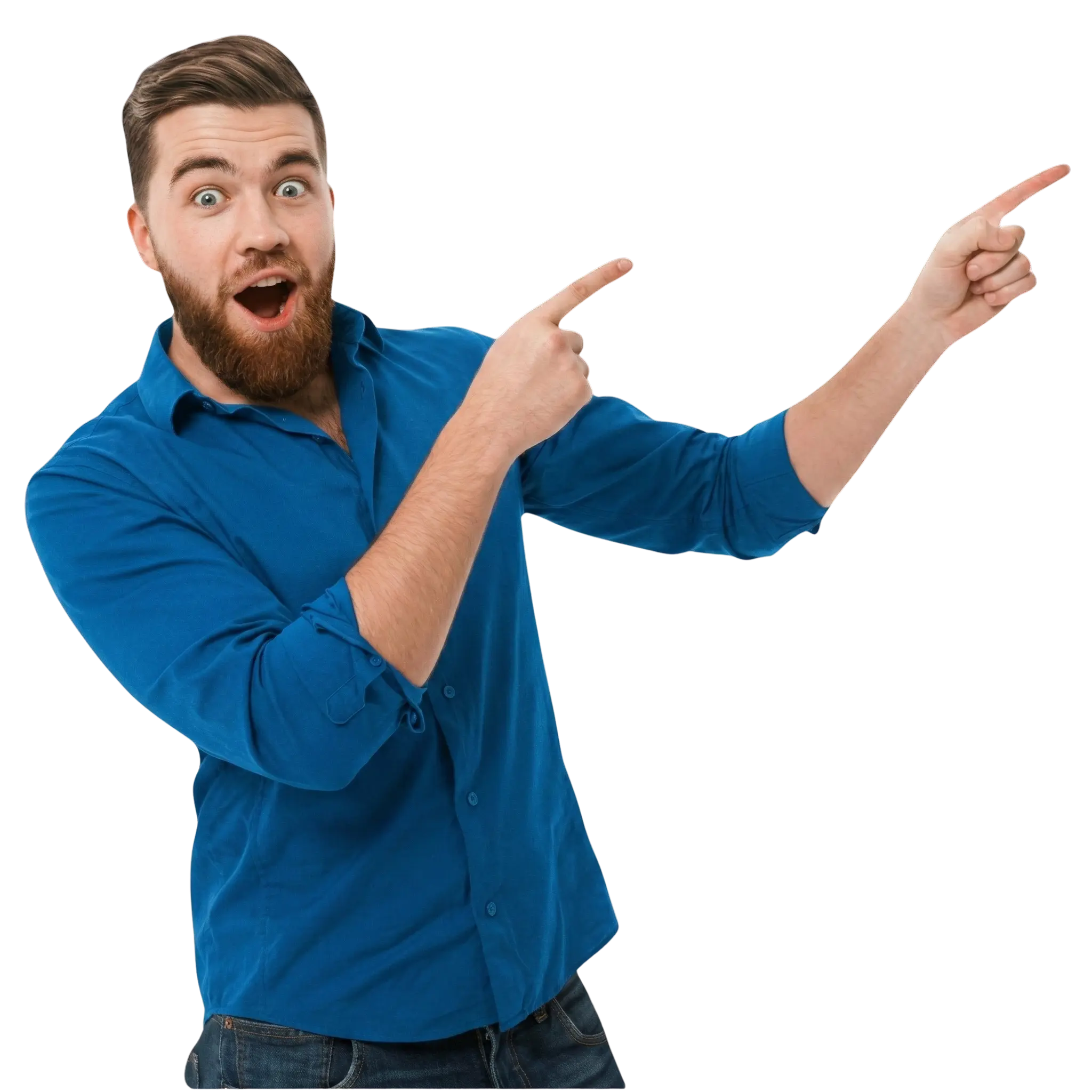 Estudiante entusiasmado apuntando al precio